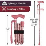 Adjustable Foldable Walking Cane with Engraved Rose Gold