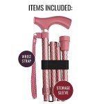 Adjustable Foldable Walking Cane with Engraved Rose Gold