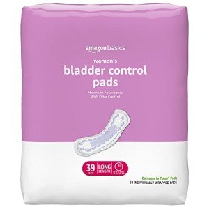 Amazon Basics Women's Incontinence Pads, Bladder Control & Postpartum, Maximum Absorbency, Unscented, 39 Count, (1 Pack of 39)