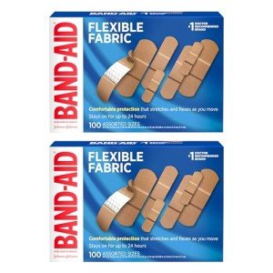 Band-Aid Brand Flexible Fabric Adhesive Bandages for Comfortable Flexible Protection, Twin Pack, 2 x 100 ct
