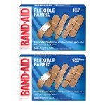 Band-Aid Brand Flexible Fabric Adhesive Bandages for Comfortable Flexible Protection, Twin Pack, 2 x 100 ct