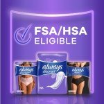 Always Discreet Adult Moderate Long Incontinence Pads, Up to 100% Leak-Free Protection, 54 Count (Packaging May Vary)