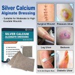Ag Silver Calcium Alginate Wound Dressing Pads - 10 Pack