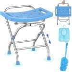 Height Adjustable Folding Shower Seat for Seniors