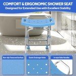 Height Adjustable Folding Shower Seat for Seniors