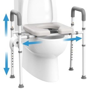 Adjustable Raised Toilet Seat with Handles for Seniors