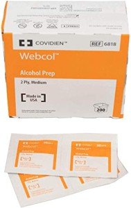 Webcol Sterile Alcohol Prep Pads, Medium, 200 Pack