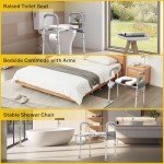 Adjustable Raised Toilet Seat with Handles for Seniors