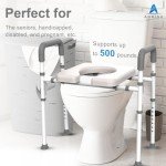 Adjustable Raised Toilet Seat with Handles for Seniors