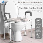 Adjustable Raised Toilet Seat with Handles for Seniors