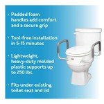 Carex 3.5 Inch Raised Toilet Seat with Handles - For Round Toilets, Toilet Seat Riser with Removable Padded Handles, Elevated Toilet Seat, Support 250lbs, White