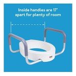 Carex 3.5 Inch Raised Toilet Seat with Handles - For Round Toilets, Toilet Seat Riser with Removable Padded Handles, Elevated Toilet Seat, Support 250lbs, White