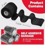 16 Pack Self-Adhesive Black Bandage Wrap 2" x 5 Yards