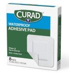 CURAD Waterproof Adhesive Pads, 4"x4", 8 Count