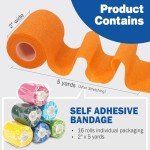 16 Pack Self Adhesive Elastic Bandage Wraps