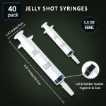 JOLLY PARTY 40 Pack Jelly Shot Syringes, 1.5 oz Jelly Shot Syringe With Caps, Reusable Plastic Syringe for Jelly Shot, Durable Jelly Shot Containers for Party Halloween, Christmas, Thanksgiving