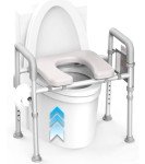 Agrish Raised Toilet Seat with Handles - Cozy Padded Elevated Medical Toilet Seat Risers for Seniors, 350lb Adjustable Handicap Toilet Seat - Gray