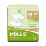 MOLLIS Unisex Disposable Adult Diapers, Medium, 15 Count