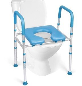 Adjustable Raised Toilet Seat with Armrests