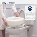 AquaSense 770-610 4 Inch Portable Raised Toilet Seat Riser, Elevated Toilet Seat for Seniors