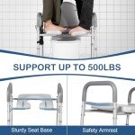 Adjustable Toilet Seat Riser for Seniors - 500lbs