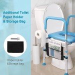 Adjustable Raised Toilet Seat with Armrests