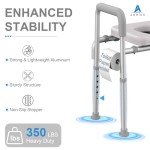 Agrish Raised Toilet Seat with Handles - Cozy Padded Elevated Medical Toilet Seat Risers for Seniors, 350lb Adjustable Handicap Toilet Seat - Gray