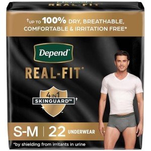 Depend Real Fit Men's Incontinence Underwear, Grey