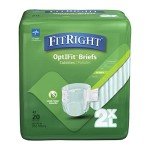 Medline FitRight OptiFit Extra+ Adult Diapers with leak stop guards, Disposable Incontinence Briefs with Taps, Moderate Absorbency, XX-Large, 60"-70", 20 Count