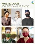 Colorful Disposable 4-Ply Face Masks - 100 Pack