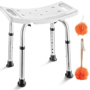 Adjustable Shower Chair for Elderly with Back Scrubber