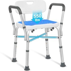 Adjustable Heavy-Duty Shower Chair with Arms