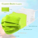 Colorful Disposable Face Masks 100 Pack, 4 Ply