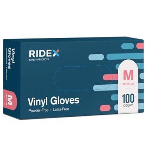 Ridex Medium Powder-Free Vinyl Disposable Gloves