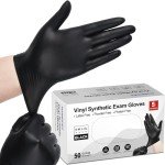 Schneider Black Vinyl Disposable Exam Gloves, 50 Pack