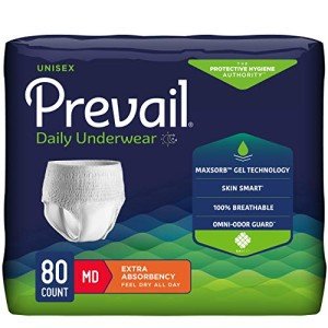 Prevail Daily Protective Underwear - Unisex Adult Incontinence Underwear - Disposable Adult Diaper for Men & Women - Maximum Absorbency - Medium - 80 Count (4 packs of 20)