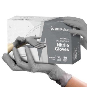 FifthPulse Medium Cool Gray Nitrile Disposable Gloves