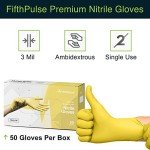 FifthPulse Yellow Nitrile Disposable Gloves - 50 Count