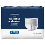 Amazon Basics Unisex Protective Underwear, Overnight Absorbency, Large, 14 Count, (1 Pack of 14)