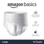 Amazon Basics Unisex Protective Underwear, Overnight Absorbency, Large, 14 Count, (1 Pack of 14)
