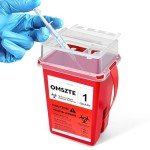 Omszte Sharps Container for Home Use, Needle Disposal Containers, Biohazard Containers, Syringe Disposal, Small Portable Container for Travel, Professional Sharp Waste Disposal 1Quart（1 Pack）