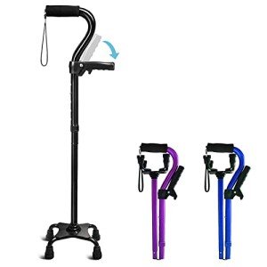 Adjustable 4-Prong Walking Cane with Foam Handle