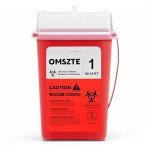 Omszte Sharps Container for Home Use, Needle Disposal Containers, Biohazard Containers, Syringe Disposal, Small Portable Container for Travel, Professional Sharp Waste Disposal 1Quart（1 Pack）