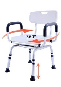 Adjustable 360° Swivel Shower Chair with Arms