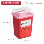 Omszte Sharps Container for Home Use, Needle Disposal Containers, Biohazard Containers, Syringe Disposal, Small Portable Container for Travel, Professional Sharp Waste Disposal 1Quart（1 Pack）