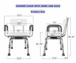 Adjustable 360° Swivel Shower Chair with Arms