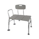 Adjustable Transfer Bench with Non-Slip Seat, Grey