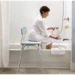 Adjustable Transfer Bench with Non-Slip Seat, Grey