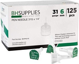 Insulin Pen Needles 31 Gauge 6mm, Pack of 125