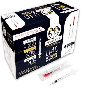 Zebra U-40 Pet Insulin Syringes 30G, 100 Pack